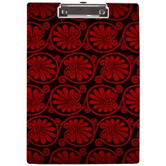 Red Floral Pattern Floral Greek Ornaments A4 Acrylic Clipboard by nateshop