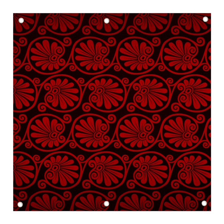 Red Floral Pattern Floral Greek Ornaments Banner and Sign 3  x 3 