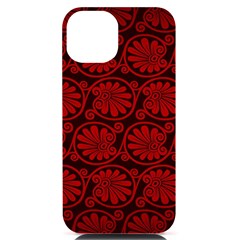 Red Floral Pattern Floral Greek Ornaments Iphone 14 Black Uv Print Case by nateshop