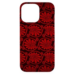 Red Floral Pattern Floral Greek Ornaments Iphone 14 Pro Max Black Uv Print Case by nateshop