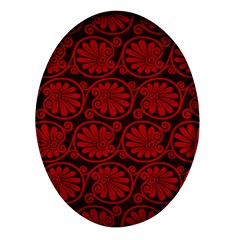 Red Floral Pattern Floral Greek Ornaments Oval Glass Fridge Magnet (4 Pack) by nateshop