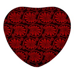 Red Floral Pattern Floral Greek Ornaments Heart Glass Fridge Magnet (4 Pack) by nateshop