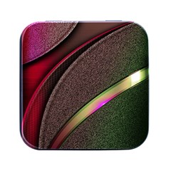 Texture Abstract Curve  Pattern Red Square Metal Box (black)