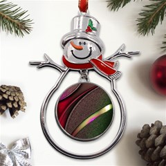 Circle Colorful Shine Line Pattern Geometric Metal Snowman Ornament by Proyonanggan