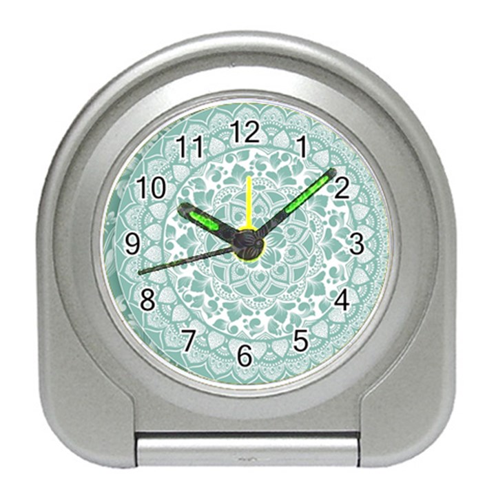 Round Ornament Texture Travel Alarm Clock