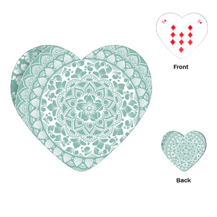 Round Ornament Texture Playing Cards Single Design (Heart)