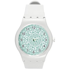 Round Ornament Texture Round Plastic Sport Watch (m) by nateshop