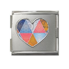 Texture With Triangles Mega Link Heart Italian Charm (18mm) by nateshop