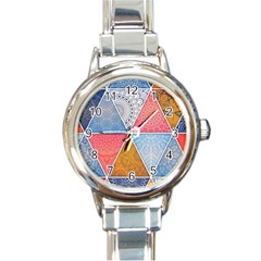 Texture With Triangles Round Italian Charm Watch by nateshop