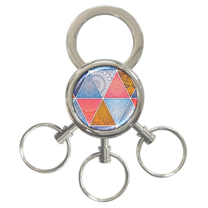 Texture With Triangles 3-Ring Key Chain