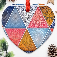 Texture With Triangles Ornament (heart) by nateshop