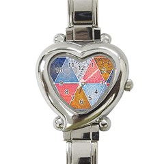 Texture With Triangles Heart Italian Charm Watch by nateshop