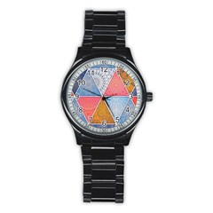 Texture With Triangles Stainless Steel Round Watch by nateshop