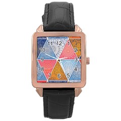 Texture With Triangles Rose Gold Leather Watch  by nateshop