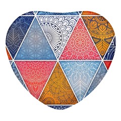 Texture With Triangles Heart Glass Fridge Magnet (4 Pack) by nateshop