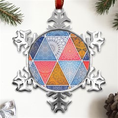 Texture With Triangles Metal Small Snowflake Ornament by nateshop