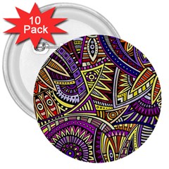 Violet Paisley Background, Paisley Patterns, Floral Patterns 3  Buttons (10 Pack)  by nateshop