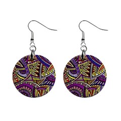 Violet Paisley Background, Paisley Patterns, Floral Patterns Mini Button Earrings by nateshop