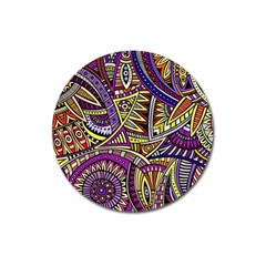 Violet Paisley Background, Paisley Patterns, Floral Patterns Magnet 3  (round) by nateshop