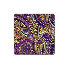 Violet Paisley Background, Paisley Patterns, Floral Patterns Square Magnet by nateshop