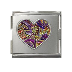 Violet Paisley Background, Paisley Patterns, Floral Patterns Mega Link Heart Italian Charm (18mm) by nateshop