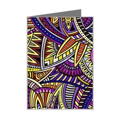 Violet Paisley Background, Paisley Patterns, Floral Patterns Mini Greeting Card by nateshop