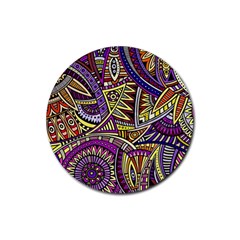 Violet Paisley Background, Paisley Patterns, Floral Patterns Rubber Coaster (round) by nateshop