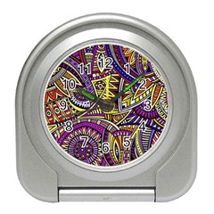 Violet Paisley Background, Paisley Patterns, Floral Patterns Travel Alarm Clock by nateshop