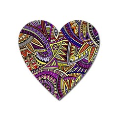 Violet Paisley Background, Paisley Patterns, Floral Patterns Heart Magnet by nateshop