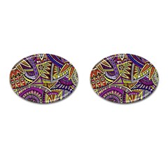 Violet Paisley Background, Paisley Patterns, Floral Patterns Cufflinks (oval) by nateshop