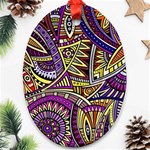 Violet Paisley Background, Paisley Patterns, Floral Patterns Oval Ornament (Two Sides) Front