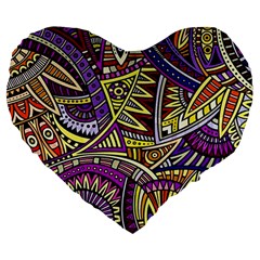 Violet Paisley Background, Paisley Patterns, Floral Patterns Large 19  Premium Flano Heart Shape Cushions by nateshop