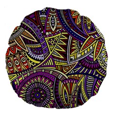 Violet Paisley Background, Paisley Patterns, Floral Patterns Large 18  Premium Flano Round Cushions by nateshop