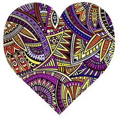 Violet Paisley Background, Paisley Patterns, Floral Patterns Wooden Puzzle Heart by nateshop