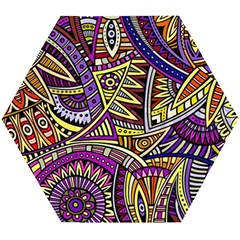 Violet Paisley Background, Paisley Patterns, Floral Patterns Wooden Puzzle Hexagon by nateshop