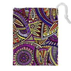 Violet Paisley Background, Paisley Patterns, Floral Patterns Drawstring Pouch (5xl) by nateshop