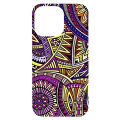 Violet Paisley Background, Paisley Patterns, Floral Patterns Iphone 14 Pro Max Black Uv Print Case by nateshop