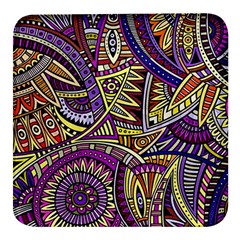 Violet Paisley Background, Paisley Patterns, Floral Patterns Square Glass Fridge Magnet (4 Pack) by nateshop