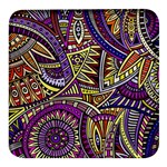 Violet Paisley Background, Paisley Patterns, Floral Patterns Square Glass Fridge Magnet (4 pack) Front