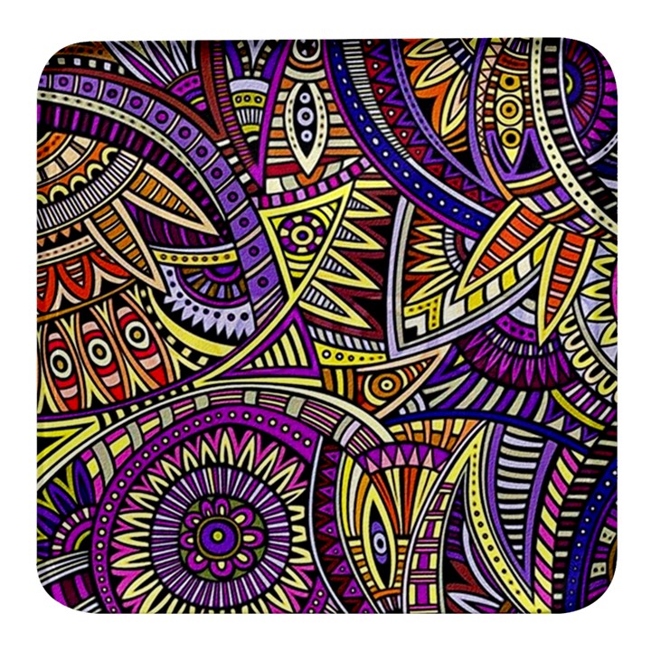 Violet Paisley Background, Paisley Patterns, Floral Patterns Square Glass Fridge Magnet (4 pack)