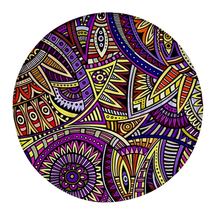 Violet Paisley Background, Paisley Patterns, Floral Patterns Round Glass Fridge Magnet (4 pack)