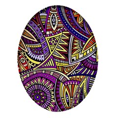 Violet Paisley Background, Paisley Patterns, Floral Patterns Oval Glass Fridge Magnet (4 Pack) by nateshop