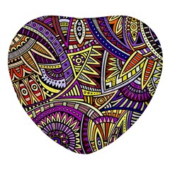 Violet Paisley Background, Paisley Patterns, Floral Patterns Heart Glass Fridge Magnet (4 Pack) by nateshop