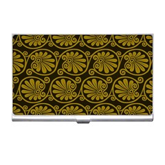 Yellow Floral Pattern Floral Greek Ornaments Business Card Holder by nateshop