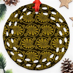 Yellow Floral Pattern Floral Greek Ornaments Ornament (round Filigree)