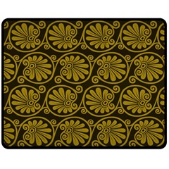 Yellow Floral Pattern Floral Greek Ornaments Two Sides Fleece Blanket (medium) by nateshop