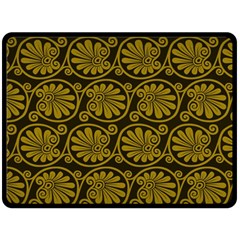 Yellow Floral Pattern Floral Greek Ornaments Two Sides Fleece Blanket (large) by nateshop