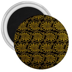 Yellow Floral Pattern Floral Greek Ornaments 3  Magnets by nateshop