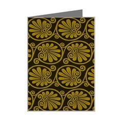 Yellow Floral Pattern Floral Greek Ornaments Mini Greeting Card by nateshop