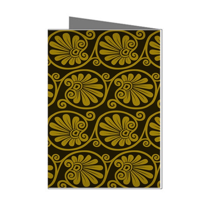 Yellow Floral Pattern Floral Greek Ornaments Mini Greeting Cards (Pkg of 8)